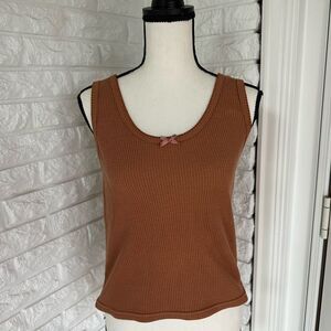 Burnt Orange Tank Top w/ Bow Detail